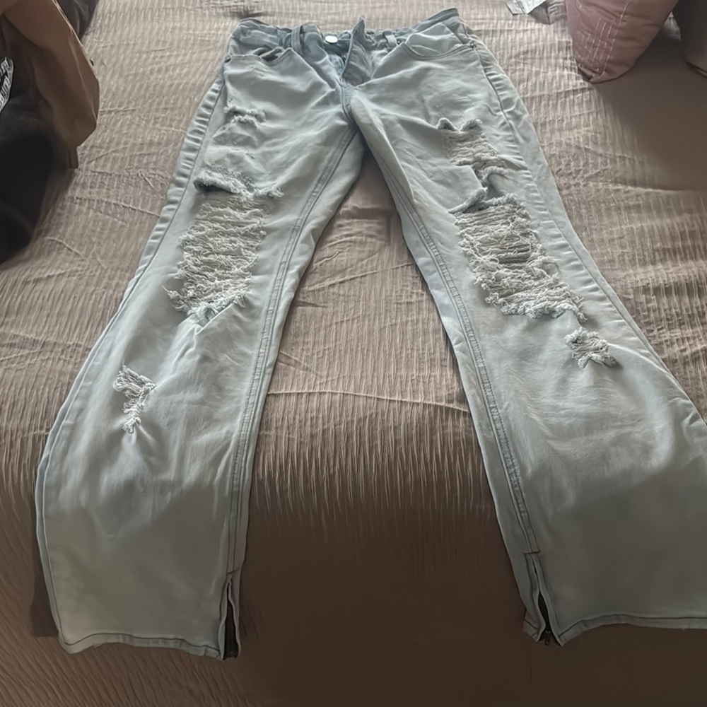 Fashion Nova Blue Flare Wide Leg Jeans